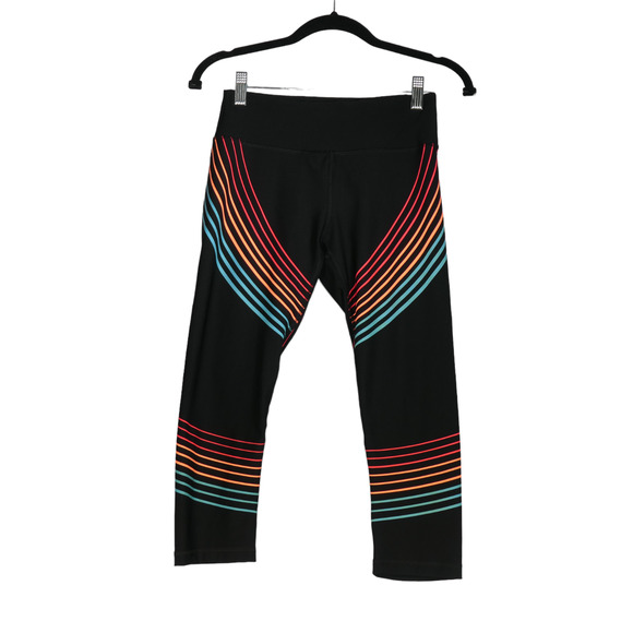 RBX Leggings Cropped Womens Small Black Rainbow Cropped Stretch Hidden Pocket - Picture 1 of 6